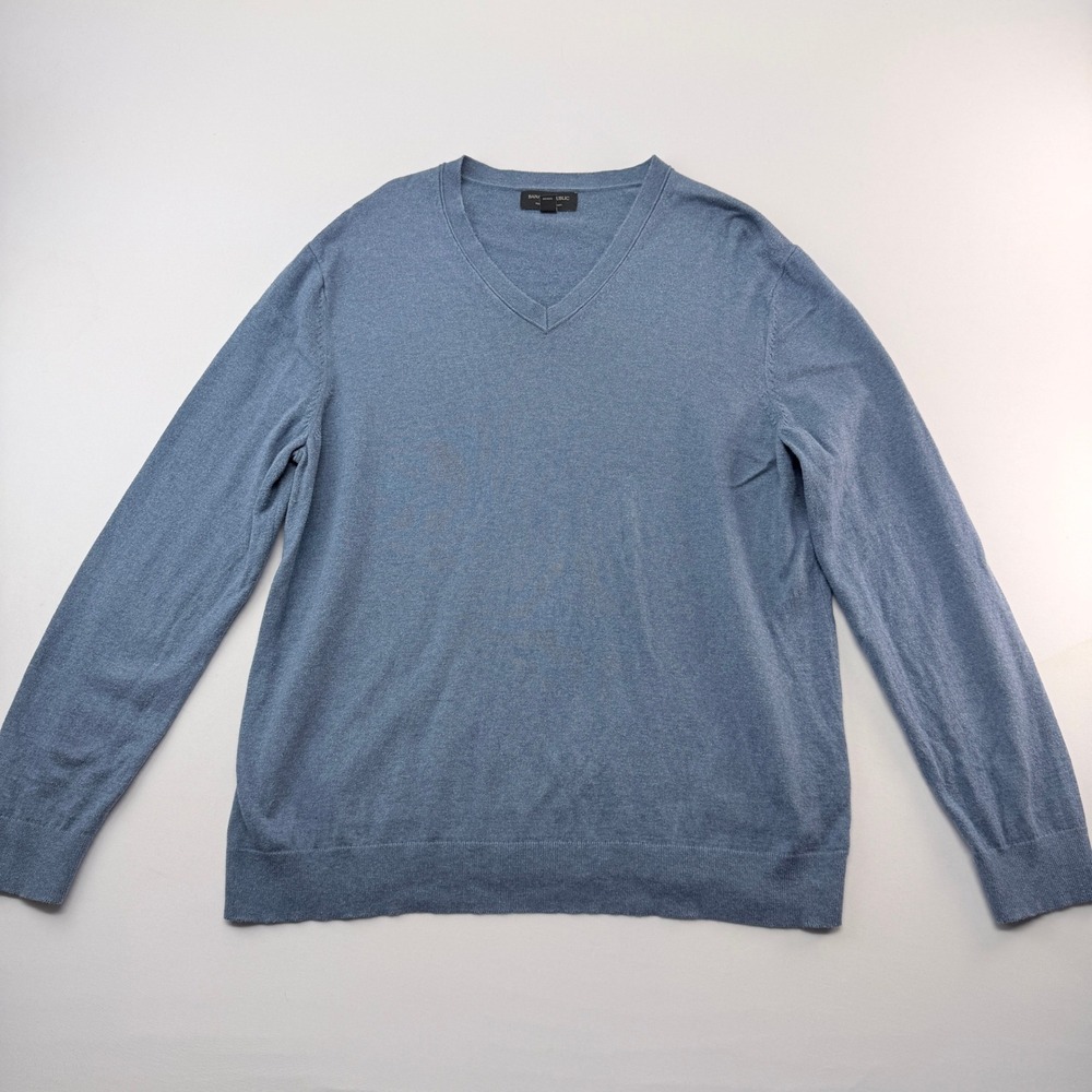 Banana Republic Mens XL Blue Premium Luxe Yarn V-Neck Long Sleeve Sweater